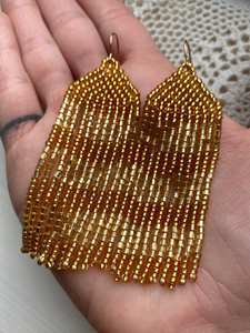 Boucles d'oreilles en perles de rocaille Boucles d'oreilles en perles d'or Boucles d'oreilles en perles à franges Boucles d'oreilles pendantes Boucles d'oreilles de soirée Boucles d'oreilles Boho - Product Image 4