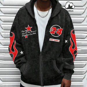 Sudaderas con Capucha Personalizables para Hombre, 100% Algodón Tejido, Color Negro y Rojo en Contraste, con Cierre, Nuevo Modelo, Buen Proveedor para Otoño - Product Image 4