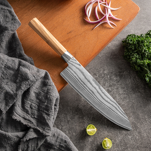 มีดเชฟเหล็กดามัสกัสจากญี่ปุ่นมีดด้ามไม้ - Product Image 5