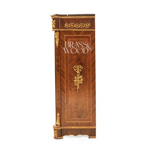Armoire à chaussures de style français de luxe à double porte avec dessus en marbre de qualité supérieure, finition élégante en bois de palissandre et ornements en laiton doré - Product Image 6
