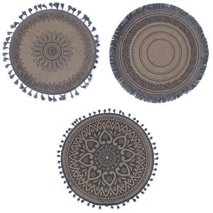 Tovaglietta Rotonda Lavabile in Juta con Effetto Pietra per Uso Domestico - Product Image 1