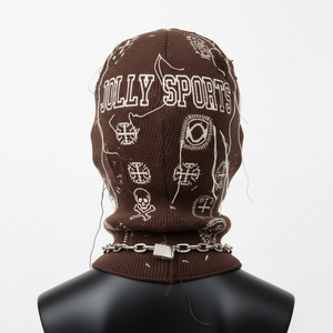 Pasamontañas de Punto Premium de 340 GSM, Tejido Elástico Suave Marrón, Diseño de Panel Único con Detalles Bordados, Pasamontañas para Hombre - Product Image 3