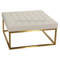 Pouf ottoman Chesterfield rond en velours de haute qualité pour tabouret de canapé de salon avec fonction de repose-pieds de rangement