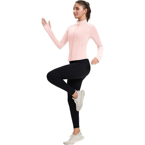 Veste légère et extensible pour femmes, haut de yoga athlétique, doux, fermeture éclair intégrale, vêtements d'entraînement confortables, mélange de nylon et d'élasthanne - Product Image 5