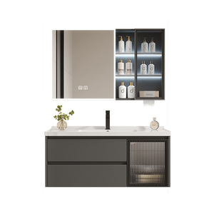 Modern Simple <b>Waterproof</b> Thickened Honeycomb Aluminum Alloy Durable Round Countertop Sink Bathroom Cabinet Set Ceramic Washbasin - Product Image 1