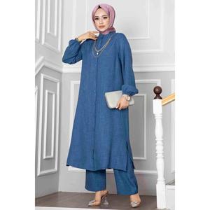 ชุดทูนิกกระดุม2ชิ้นสีคราม - Product Image 1