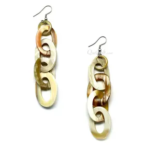 Boucles d'oreilles artisanales en corne longue goutte disque en corne de buffle naturel conception originale bijoux pendants élégants boucles d'oreilles en corne de buffle - Product Image 5