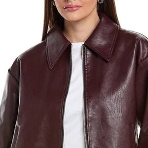 Veste en cuir courte d'hiver décontractée coupe-vent écologique de haute qualité pour femmes Fabricant OEM personnalisé Offre Spéciale Premium - Product Image 3