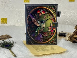 วารสารหนังนกยูงวินเทจเกลียวผูกพันหนังสือของเงาสำหรับ wiccan คนนอกศาสนาสะกดของขวัญวารสารเปล่า - Product Image 4