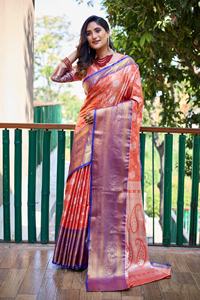 El último diseñador Banarasi Silk Zari Weaving Border Saree Ropa india y pakistaní de Fab Zone - Product Image 3