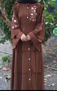 Vêtements islamiques, nouveau ensemble abaya, robe hijab, tissu léger en géorgette, femmes, filles, musulmanes, uni, teinture unie - Product Image 6