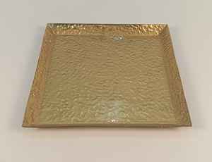 Plateau décoratif moderne en aluminium avec finition dorée et martelée, plateau de service rond en métal pour table basse, ottoman, maison et fête - Product Image 5