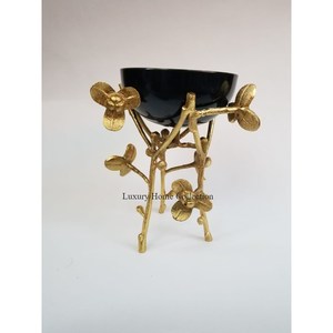 หัวเผาเครื่องหอมตกแต่งโต๊ะหัวเคลือบผงโลหะสีดำเคลือบสีทองหรูหรา - Product Image 3