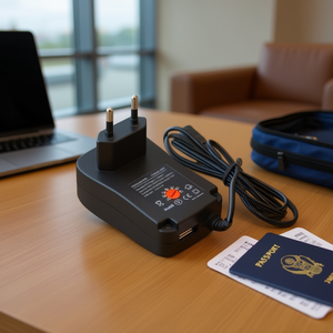 อะแดปเตอร์ติดผนังอเนกประสงค์ 30W พร้อมปลั๊กยุโรป พอร์ต USB 5V 2.1A 6 ขา สายยาว 1.2 ม. สำหรับการเดินทาง - Product Image 3