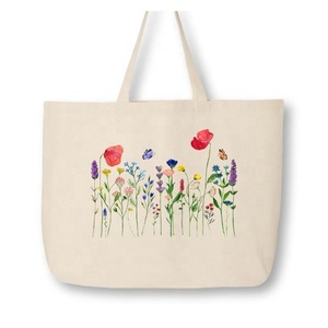 Fabricante indio ecológico Beige llano de gran tamaño Casual hombro con asa señoras venta al por mayor bolsas de lona de algodón de moda - Product Image 3