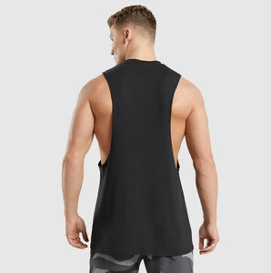 Gilet en coton pour hommes Logo personnalisé OEM Débardeur à bord brut Tissage tricoté Fitness Workout Compression Casual Running Use - Product Image 2