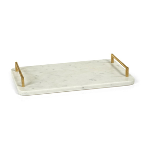 Attractive Handmade White <b>Marble</b> Serving <b>Tray</b> With Handle Polished Tea and Coffee Serving Dish Elegant Server <b>Tray</b> - Product Image 1