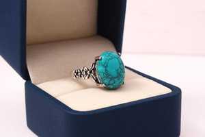 Bague en pierre précieuse turquoise naturelle, argent sterling 925, bijoux faits à la main pour femmes, bague statement, fournisseur en gros - Product Image 6