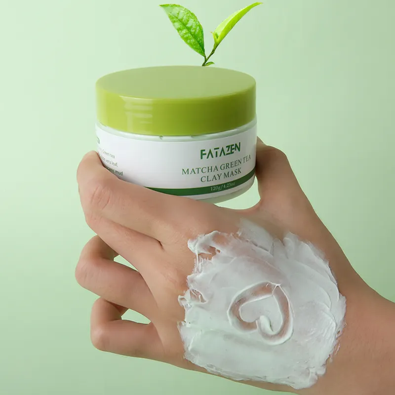 Masker Wajah Teh hijau Matcha Natural Label pribadi FATAZEN masker tanah liat lidah buaya memudarkan noda hitam membersihkan wajah Perawatan Wajah Masker lumpur