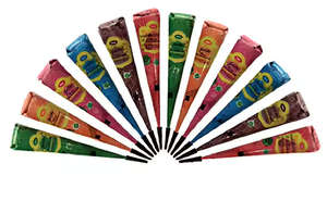 Golecha Multi Color Henna Mehndi Conos Pack de 12 | Henna de primera calidad | Vibrante de larga duración | Fácil de aplicar (al por mayor) - Product Image 2