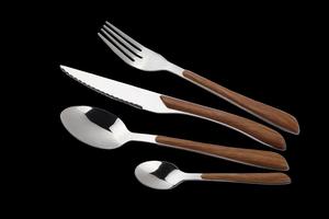 เครื่องใช้บนโต๊ะอาหารสแตนเลสที่มีมือจับไม้สีน้ำตาล,อุปกรณ์บนโต๊ะอาหารที่ปลอดภัยและมีสุขภาพดีสำหรับการใช้ชีวิตประจำวัน - Product Image 3