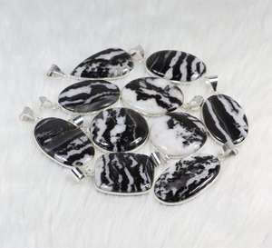 Colgante de jaspe de caballo salvaje de estilo bohemio Unisex, ajuste de bisel Chapado en plata pulido a mano, suministro de joyería de plata - Product Image 3