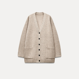 เสื้อสเวตเตอร์ถักสำหรับผู้หญิง, เสื้อกันหนาวถักแขนยาวลำลองมีกระดุมด้านหน้าสำหรับฤดูหนาว - Product Image 1