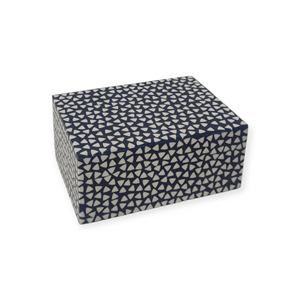 Boîte de rangement carrée en MDF pour la décoration de la maison avec une grande sculpture en résine blanche bleu royal prix d'usine idée cadeau de vacances Style musical - Product Image 1