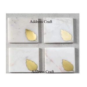 Sous-verres en marbre de haute qualité pour la décoration de bar à domicile, sous-verres en marbre avec incrustation de laiton, sous-verres en marbre personnalisés, vente chaude 2026 - Product Image 2