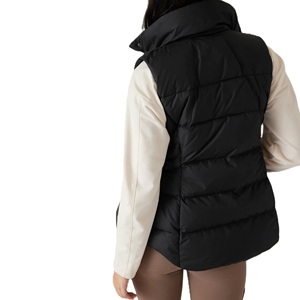 Chaqueta acolchada impermeable sin mangas de talla grande para mujer, cuello levantado, cremallera, mate, brillante, multicolor, de lana, informal, a prueba de viento - Product Image 3