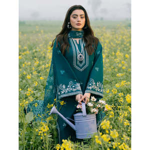 IZEL Bohemian Embroidered Lawn Shirt with <b>Chiffon</b> Printed Dupatta and <b>Trousers</b> for Spring/Summer-BIC-4626 3PC Set - Product Image 4