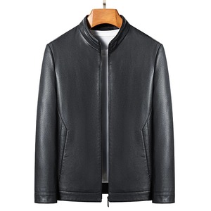 Printemps et automne nouvelle veste en cuir de mouton naturel pour hommes col montant jeunesse Premium manteau décontracté moto - Product Image 2