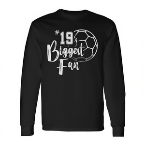 T-shirt à manches longues pour la famille des joueurs de football numéro 19, 'Mom Dad's Biggest Fan', cadeau promotionnel pour maman et papa - Product Image 2