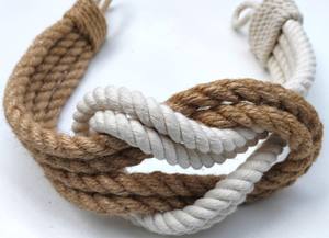 Attaches de rideaux..Attache de rideau à nœud carré double..Attache de rideau en corde de jute et de coton - Product Image 2