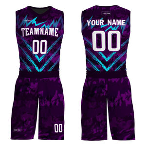 Tenue de basketball personnalisée, kit imprimé, vêtements d'équipe de sublimation sportive, ensemble de taille plus, respirant, séchage rapide, 100% polyester - Product Image 1