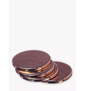Tapis de tasse Bordure en cuivre exquise Coussin de tasse isolant en bois rond pour isolation de cérémonie du thé (dessous de verre en cuivre-bois) Table de table - Product Image 6