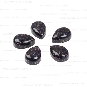หินแซนด์สโตน cabochons สีฟ้าลูกแพร์เรียบ10X14มม. เครื่องประดับกาแลคซีสีฟ้าแบบหลวมทำอัญมณีควอตซ์ธรรมชาติ - Product Image 2