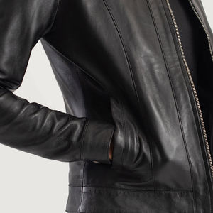 Veste en cuir gaufré, veste de motard en cuir suédé patchwork, design unique, fermeture éclair, veste de moto, vêtements d'extérieur tendance pour hommes - Product Image 4