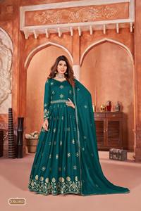 Vestido Anarkali de trabajo de secuencia de bordado de seda de Arte de diseñador por Fab Zone - Product Image 5