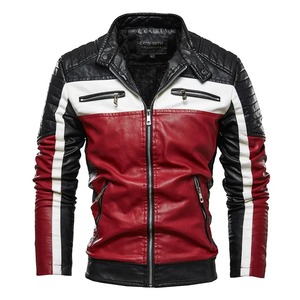 Veste en cuir PU jaune pour homme Vestes de motard en patchwork Manteau décontracté à fermeture éclair Veste de moto pour homme Slim Fit Manteau d'extérieur doublé de fourrure - Product Image 5