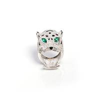 Bague Statement Œil de Panthère en Argent Sterling 925 Plaqué Or avec Diamant Moissanite, Design Luxe Œil de Chat pour Cadeau de Fête