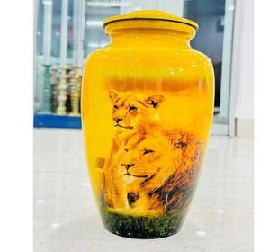 Urne souvenir d'animaux de crémation jaune pour cendres urne en métal pour cendres humaines urnes funéraires de luxe pour cendres humaines adultes taille personnalisée - Product Image 4