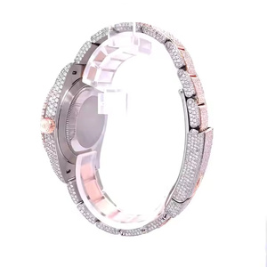 <b>Mens</b> Luxury Fashion Designer Quartz Watch Moissanite Diamond High Precision 5mm Case Glass Dial <b>Stainless</b> <b>Steel</b> Band - Product Image 4