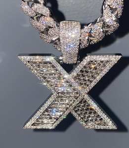 Colgante de plata 925 con nombre de letra personalizado, joyería redonda de moissanita con diamantes de hip hop, collar con nombre helado, regalo de cumpleaños - Product Image 5