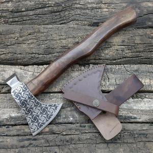 Jexmoo Custom 19.5" D2 Steel Tomahawks Rosewood <b>Handle</b> with Leather Sheath Outdoor Gift Dad Handmade Industrial Grade - Product Image 4