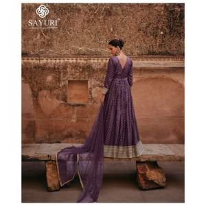 Dernier Designer Organza Soie Broderie Jacquard Travail Anarkali Robe Par Fab Zone - Product Image 2