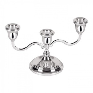Modern <b>Silver</b> Three Arm Candelabra With Elegant Metallic Finish For Premium Home Decor Styling - Product Image 1