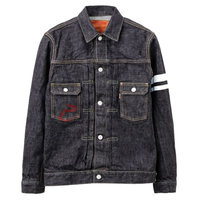 Özel kış düğme up kargo cep yıkanmış yastıklı Denim mont ceket sıkıntılı kabarık Denim kabarcık kirpi Jean erkek ceket