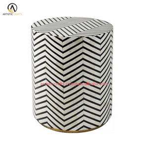 Taburete de incrustaciones de hueso de madera artesanal indio de alta calidad moderno hecho a mano con portabilidad experta para villas de dormitorios de hotel - Product Image 4