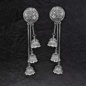 "Boucles d'Oreilles Jhumki Fashion en Chaîne Oxydée-1314543" - Product Image 1
